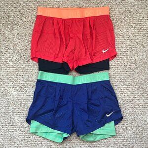 Bundle of 2x Nike Women's Dri-FIT 2-in-1 Shorts. Size Small